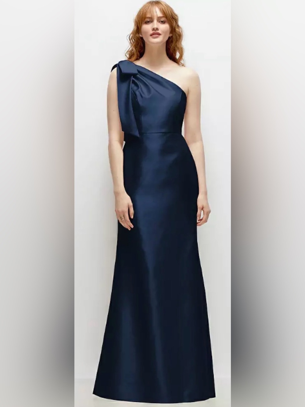ALFRED SUNG Navy Satin A-Line Maxi Dress, Size 12
